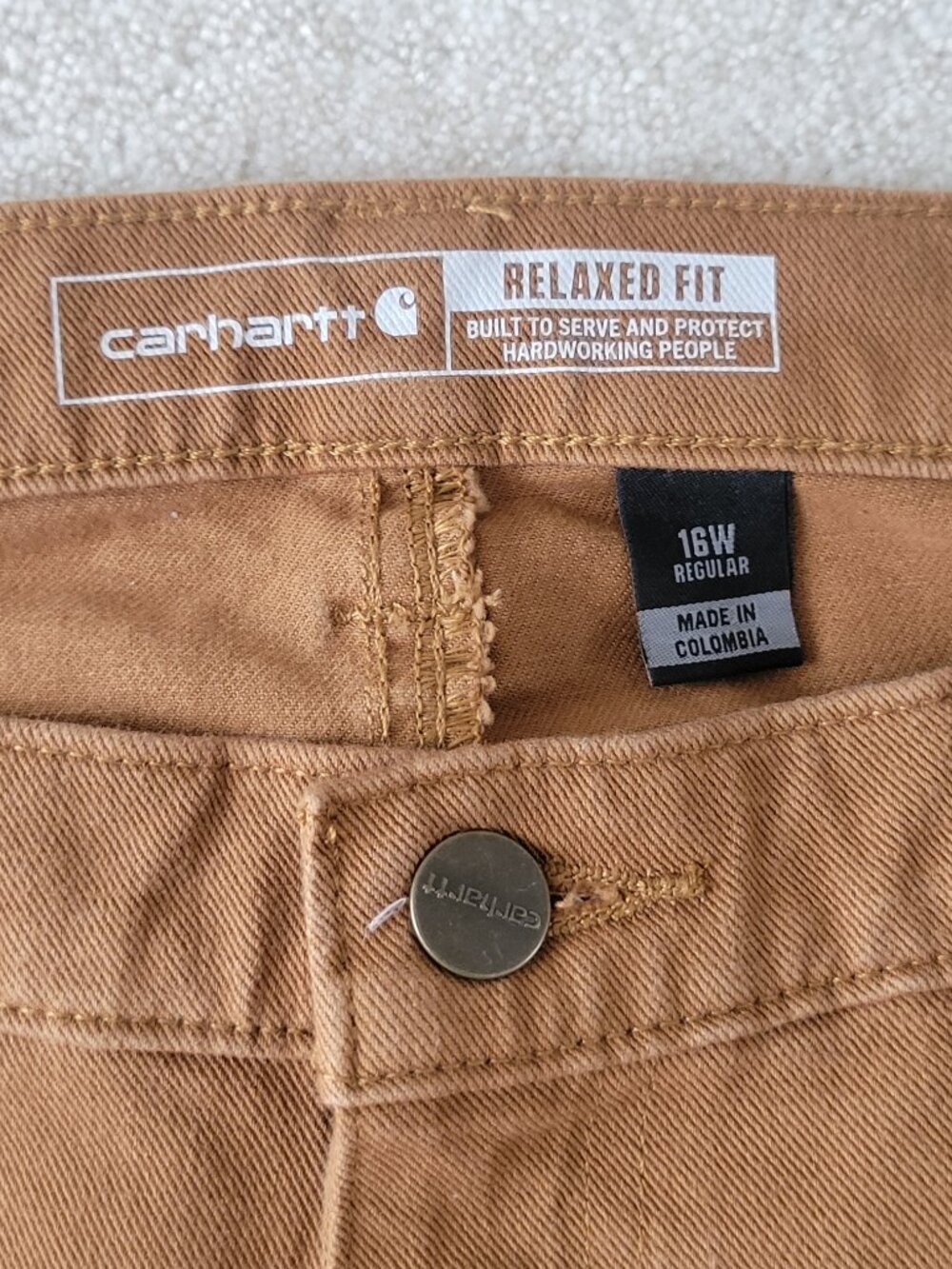 Carhartt Rugged Flex Relaxed Fit Twill Double Front Work Pant 16W Tan Womens - Picture 4 of 16
